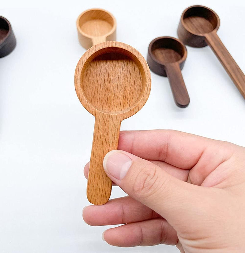 Coffee Spoons, CISHNOU Wooden Coffee Ground Spoon, Measuring for Ground Beans or tea, Soup Cooking Mixing Stirrer Kitchen Tools Utensils, 1 Wooden Tea Scoop(Wooden Color)