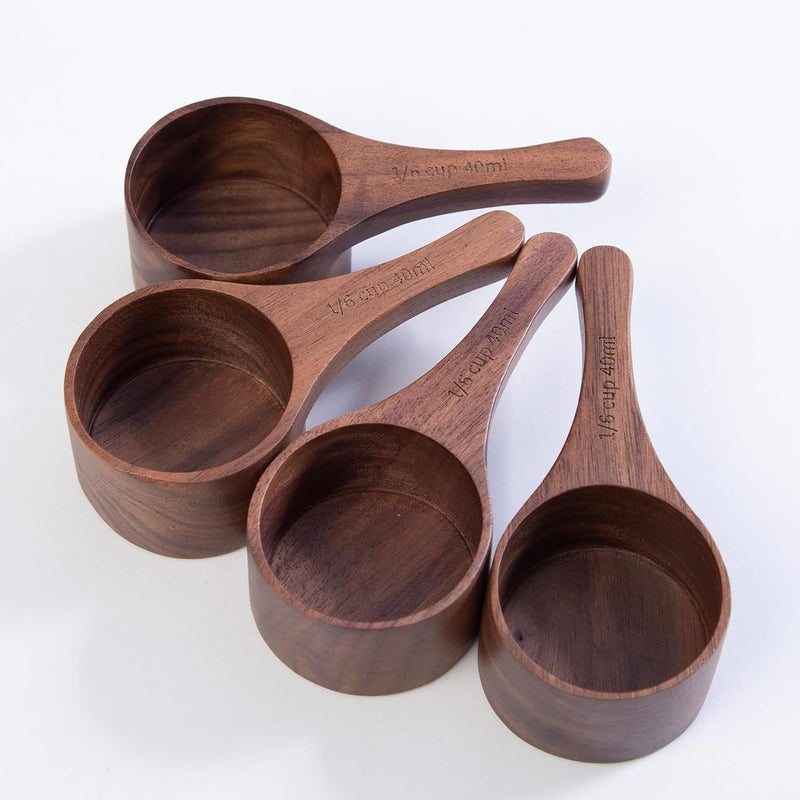 GinSent Wood Coffee Scoop-4 Pieces Small Measuring Spoons for Ground Coffee,Tea,Sugar,Seasoning-Multipurpose Wooden Scoop for Jars,Canisters,Bath Salts,Laundry Detergent(Acacia Wood)