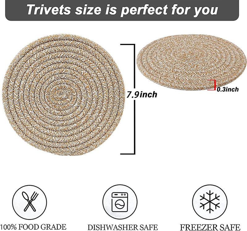 Pot Holders Trivets Set 4 Pcs, Potholders for Kitchens, 100% Pure Cotton Thread Weave Trivets for Hot Dishes/Pot/Bowl/Teapot/Hot Pot Holders, 7.9 Inches. …