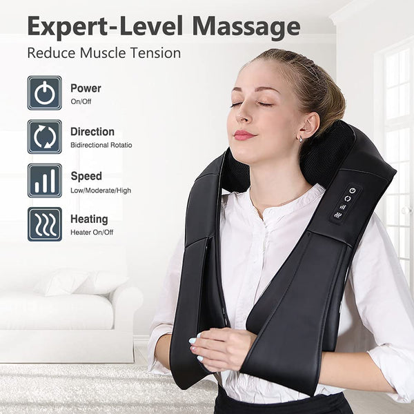 iKristin Neck Massager with Heat, Shiatsu Massager for Neck, Back, Shoulder, Foot and Leg, Deep Tissue 3D Kneading Massager for Relax Muscles at Home and Offie, Comfort Gifts for Women and Men