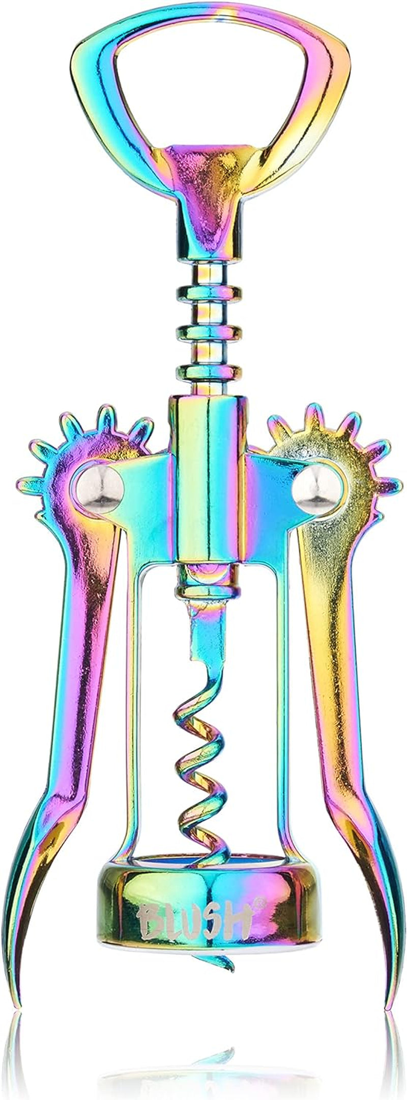 Blush Mirage Double Hinged Corkscrew, Cute Iridescent Wine Bottle Opener and Foil Cutter, Stainless Steel Bar Accessories, 4.75 Inches Long, Set of 1