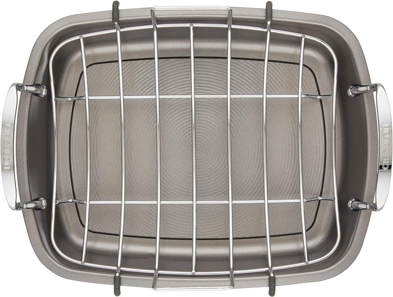 Circulon Nonstick Roasting Pan / Roaster with Rack - 17 Inch x 13 Inch, Gray