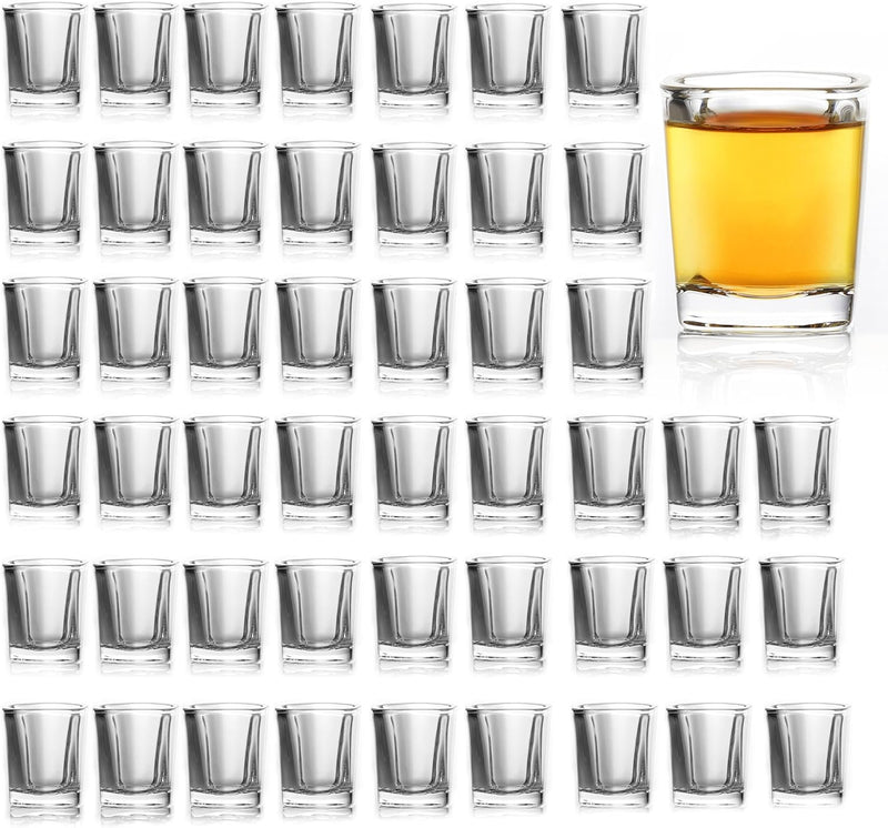 QUAFFER Square Shot Glasses Heavy Base 2oz (Set of 4) – Modern Shot Glass – Classic Whisky Vodka Tequila Sherry Brandy Cordial Mini Snifters Glasses - Perfect for Parties, Bars, Events, Home Bar