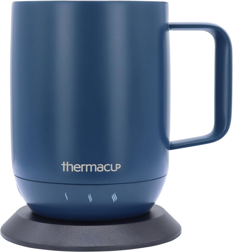 Thermacup Premium Self-Heating Coffee Mug with Lid, Temperature Controlled Led Electric Mug, 3 Custom Heat Settings, Auto Shut Off Feature, Keeps Liquids Warm, Sip Smarter (Midnight Black – 14 oz.)