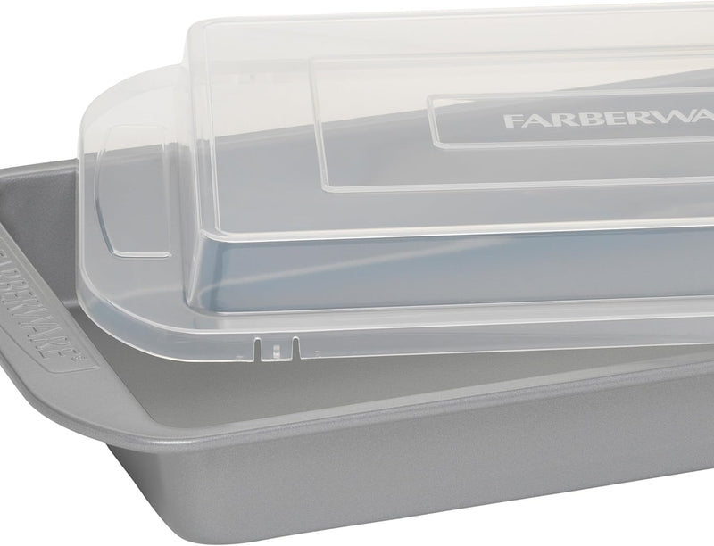 Farberware Nonstick Bakeware Baking Pan With Lid / Nonstick Cake Pan With Lid, Rectangle - 9 Inch x 13 Inch, Gray