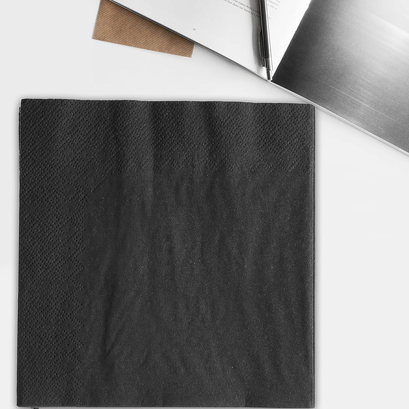 Perfectware - 2 Ply Black-200ct Perfect Stix 2 Ply Beverage Black Napkin-200 Paper Cocktail Beverage Napkin Black, 9.5" x 9.5" (Pack of 200)