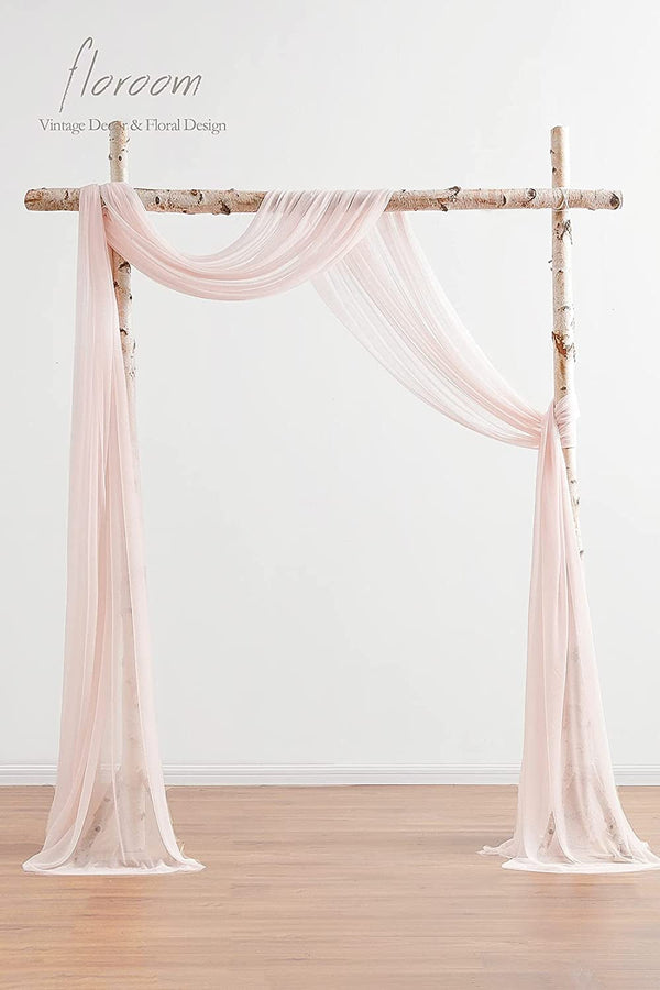 Wedding Arch Draping Fabric - 20Ft Blush Chiffon Drapes for CeremonyReception Decor