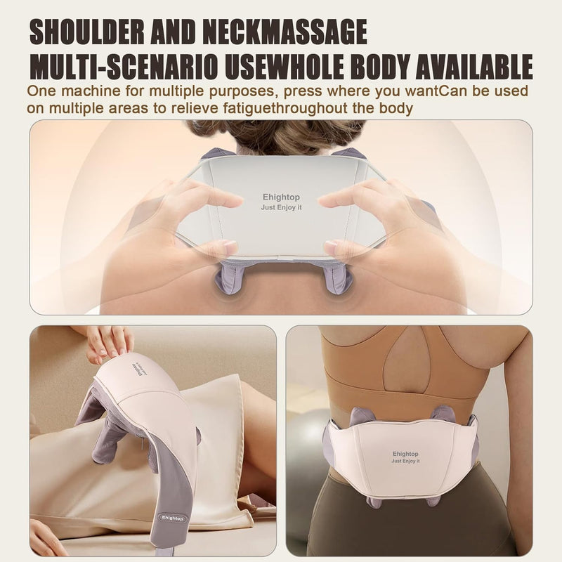 5D Kneading Neck Massager,Shiatsu Back Neck Massager with Heat,Cordless Electric Enjoy It Neck Massager,Massage for Neck,Back,Shoulder, Leg,Deep Massage at Home for Muscle Relaxation