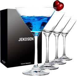JEKOSEN Crystal Martini Glasses Gift Box 9 Ounce Set of 4 Cocktail Glasses Premium Strong Lead-Free Clear
