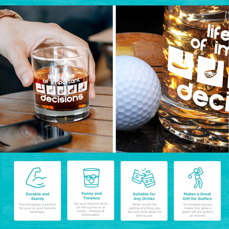 Blue Ridge Mountain Gifts Golf Whiskey Glass - Golf Whiskey Glasses - Cocktail Gift - Great Glasses For Old Fashioneds - Whiskey Glasses - Unique Golf Gifts For Men…