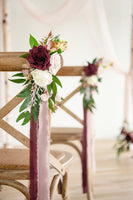Wedding Aisle Decoration Pew Flowers in Romantic Marsala
