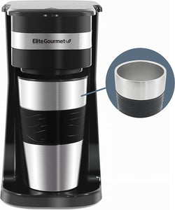 Elite Gourmet EHC208RS Personal Single-Serve Compact Capsule Coffee Maker Brewer, Compatible with K-Cups and Grounds, Reusable Filter, 16 Ounce, Black