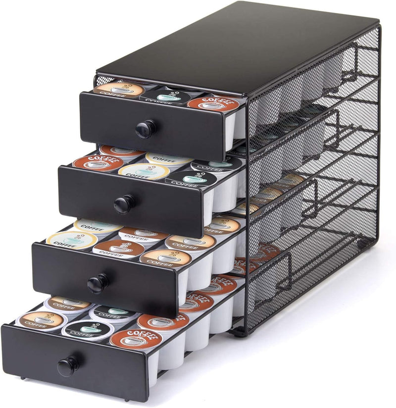 Nifty Coffee Pod Drawer – Black Satin Finish, Compatible with K-Cups, 90 Pod Pack Capacity Rack, 5-Tier Holder, XXL Storage, Stylish Home or Office Kitchen Counter Organizer