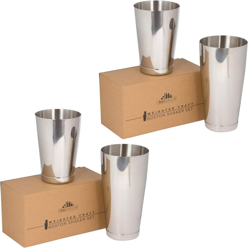 A Bar Above Professional Boston Shakers Set - 18 oz & 28 oz Weighted Cocktail Shaker Set For Bartenders - Pro Bar Shaker Made from Premium Stainless Steel 304. Essential Bar Tools For Drink Making