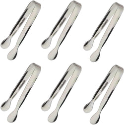 6PCS Ice Tongs Mini Sugar Tongs 4.25Inch Stainless Steel Small Serving Tongs, Small Kitchen Tiny Tongs for Appetizers,Tea Party, Coffee Bar, Desserts by Sunenlyst (Silver)