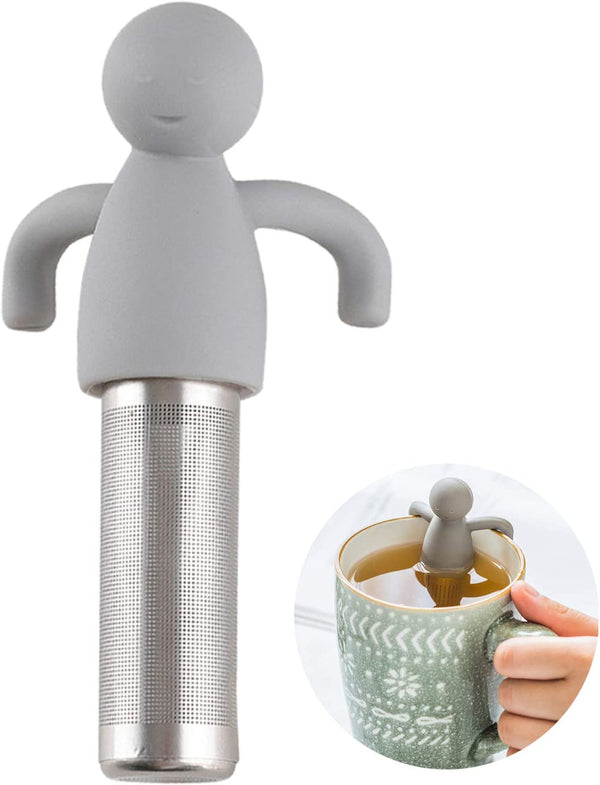 Leden Tea Infuser for Loose Leaf Tea Cute Tea Strainer Ball Stainless Steel Extra Fine Mesh Tea Steeper Filter for Cup Mug Silicone Handle Grey