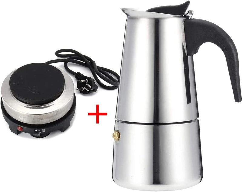 200/450ml Portable Espresso Coffee Maker Moka Pot Stainless Steel with Electric stove Filter Percolator Coffee Brewer Kettle Pot (450ml)