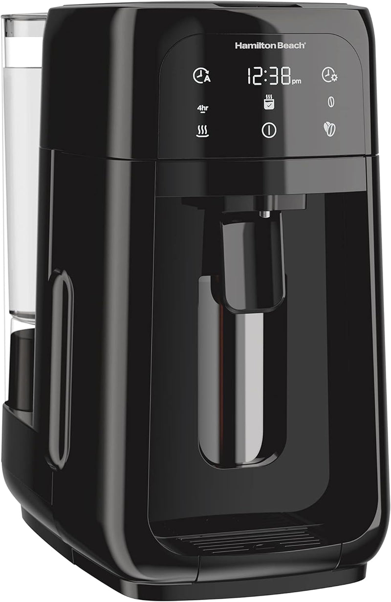 Hamilton Beach One Press Programmable Dispensing Drip Coffee Maker with 12 Cup Internal Brew Pot, Water Reservoir, Black and Silver (47950)