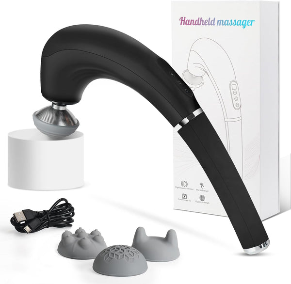 xinbaolong Rechargeable Hand Held Deep Tissue Massager for Muscles, Back, Foot, Neck, Shoulder, Leg, Calf Cordless Electric Percussion Body Massage,Balck…