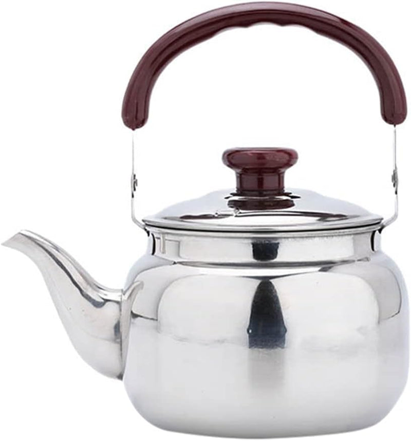 LIFKOME Traditional Stainless Steel Heavy Duty Tea Kettle With Sandwich Bottom and Specialty Cool Touch Handling Mirror Finish Stainless Steel Whistling Tea Kettle Stove Top