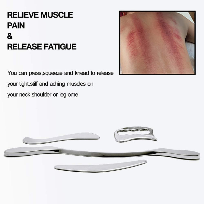 H-Brotaco Stainless Steel Gua Sha Scraping Massage Tool Set IASTM Tools Great Soft Tissue Mobilization Tool