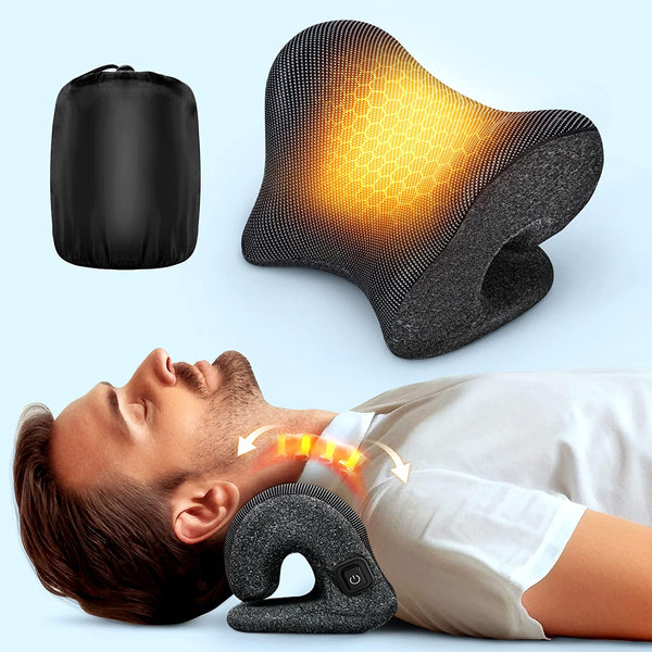 Deep Neck Pain Relief w/Conductive Magnetic Therapy Heated Neck Stretcher, Graphene-Tech Instant Heating Cervical Traction Device Pillow, Smart Control Neck Hump Corrector Relax Gifts For TMJ Migraine