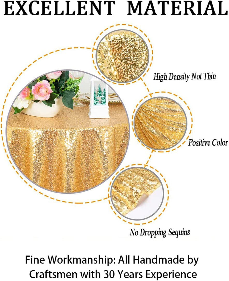 Gold Sequin Table Set - Tablecloth and Overlay for Weddings Parties and Events 36x36