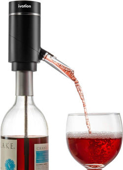 Ivation Electric Wine Aerator and Dispenser | Rechargeable Automatic Wine Pourer with Touch Button Control, Precision Spout, On/Off Aeration, Extension Tube and Micro USB Cable | Just Press to Pour!