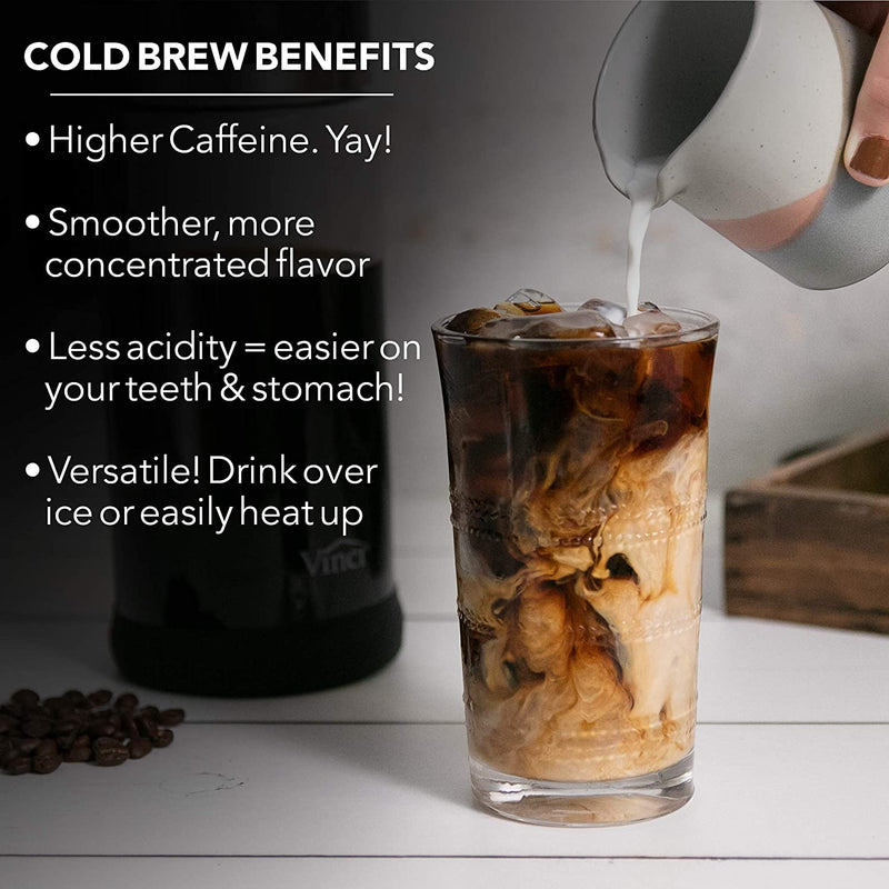 VINCI Express Cold Brew Patented Electric Coffee Maker in 5 Minutes, 4 Brew Strength Settings & Cleaning Cycle, Easy to Use & Clean, Glass Carafe, 1.1 Liter (37 Fl Ounces)