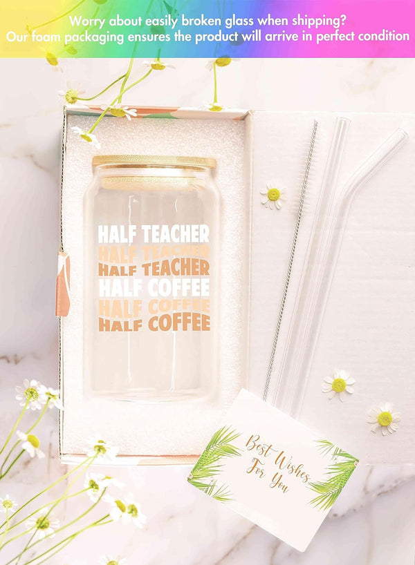 Christmas Gifts For Teacher - Teacher Gifts For Women - Teacher Appreciation Gifts, Thank You Teacher Gifts, Teacher Retirement Gifts - End Of Year Teacher Gifts From Student - 16 Oz Coffee Glass
