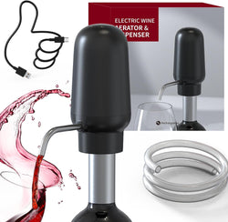 CIRCLE JOY Electric Wine Opener Set 4-in-1 Wine Set with Rechargeable Wine Opener, Rechargeable Wine Aerator Pourer, Foil Cutter and Vacuum Wine Stopper, Gift Set for Wine Lovers, Black