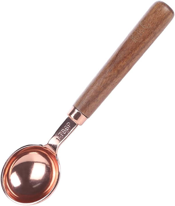 KKC HOME ACCENTS Coffee Scoop for Ground Coffee 1 Tablespoon,Tea Scoop for Loose Tea,Wood Long Handle Coffee Bean Scoop, Long Handle Coffee Measuring Spoon,Gold,1 tbsp,6.7 inch