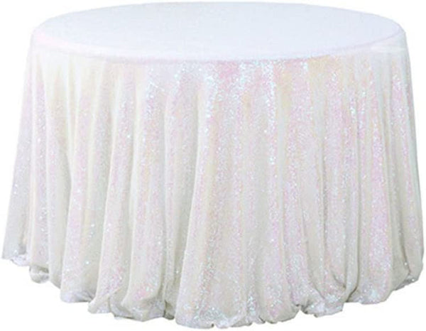 TRLYC Round Iridescent Sequin Tablecloth - ValentinesChristmas Party 5FT Table - 120 Inches