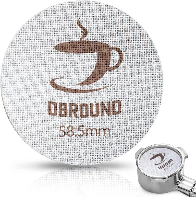DBROUND 58.5mm Espresso Puck Screen - 2 Packs 1.7mm Thickness 150μm Espresso Puck Screen with Walnut Holder,Reusable Stainless Steel Replacement Part Compatible with 58mm Portafilter Series Espresso