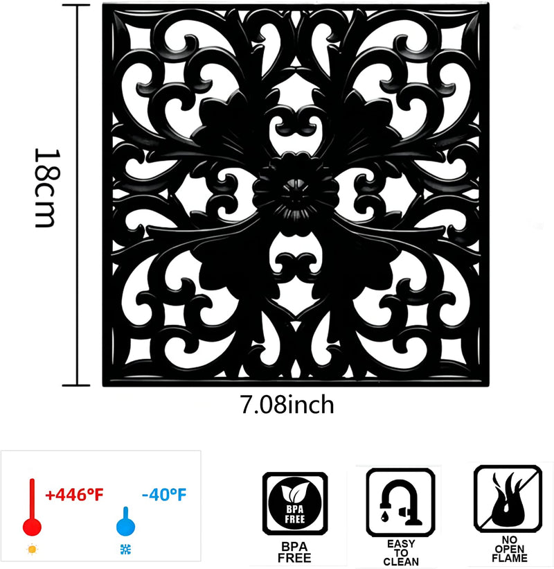 Silicone Trivets Mats-Trivets for Hot Dishes, Table, Countertop, Non-Slip Heat Resistant Modern Kitchen Trivets,Teapot Trivet - Flexible Trivet Square, Hot Pads for Pots & Pans of 3 Blue