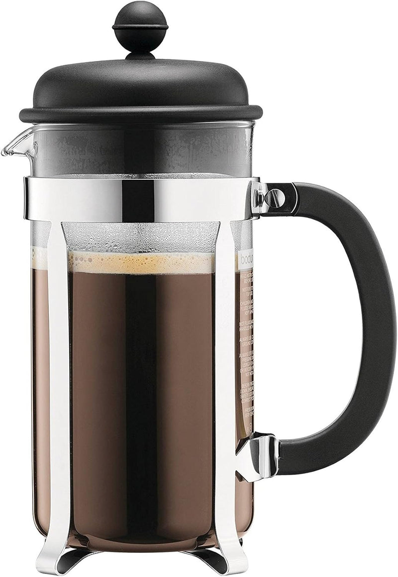 Bodum Caffettiera French Press Coffee Maker, 8 Cup, 1 Liter, 34oz with 2 Glass Mugs, 0.35 Liter, 12oz