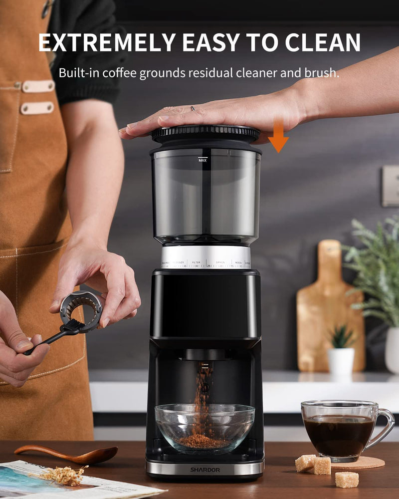 SHARDOR Anti-static Conical Burr Coffee Grinder Electric for Espresso with Precision Electronic Timer, Touchscreen Adjustable Coffee Bean Grinder with 51 Precise Settings, Brushed Stainless Steel