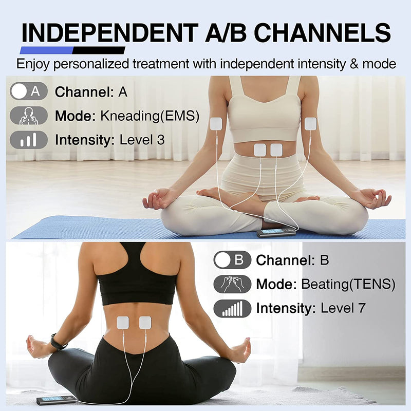 NURSAL TENS Unit with 12pcs Replacement Pads, Muscle Stimulator Machine for Neck, Back, Sciatica Pain Relief, Rechargeable Electronic Pulse Massager 24 Modes 20 Intensity