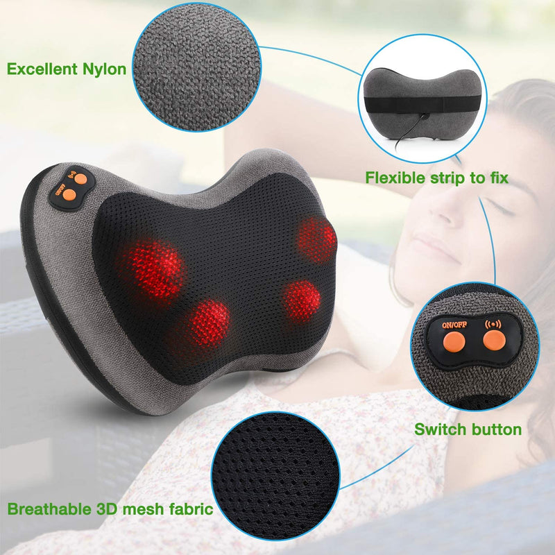 JYMY Back Massager, Shiatsu Kneading Electric Neck Massager Pillow with 8 Heated Rollers for Back, Neck, Lower Back and Shoulder, Gifts for Dad/Mom/Men/Women