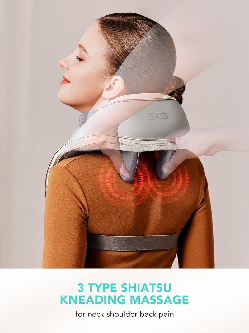 SKG Shoulder and Neck Massager for Pain Relief Deep Tissue, 6D Cordless Shiatsu Neck Massager with Heat for Neck, Back, Shoulder, Legs, Electric Kneading Massage Use at Home Office Car, H5