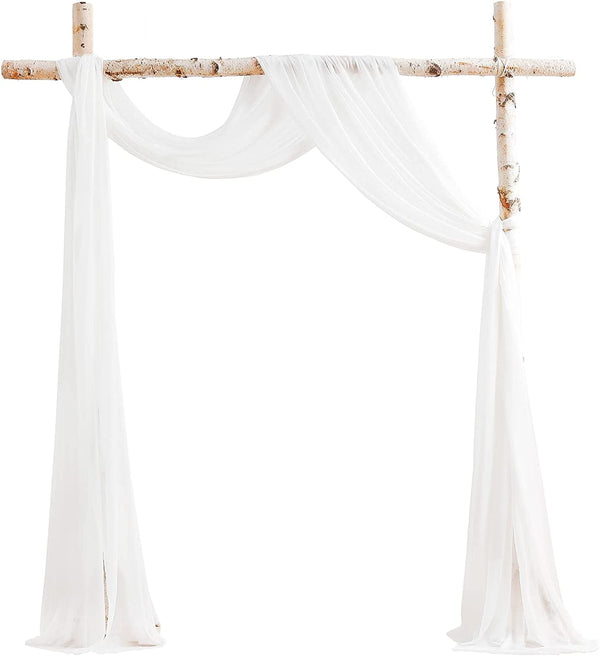 Wedding Arch Draping Fabric - White Chiffon Panels 2 - 20Ft - CeremonyReception Swag Decorations