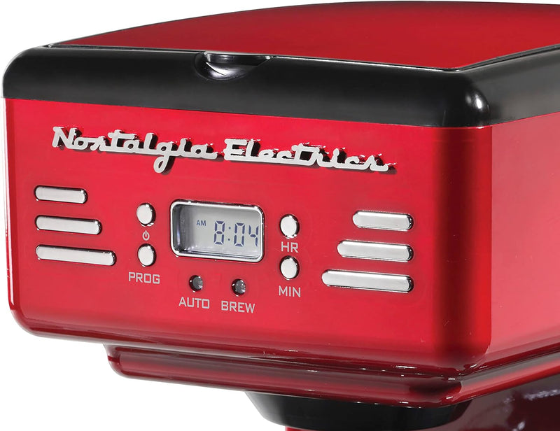 Nostalgia Retro 12-Cup Programmable Coffee Maker With LED Display, Automatic Shut-Off & Keep Warm, Pause-And-Serve Function, Red