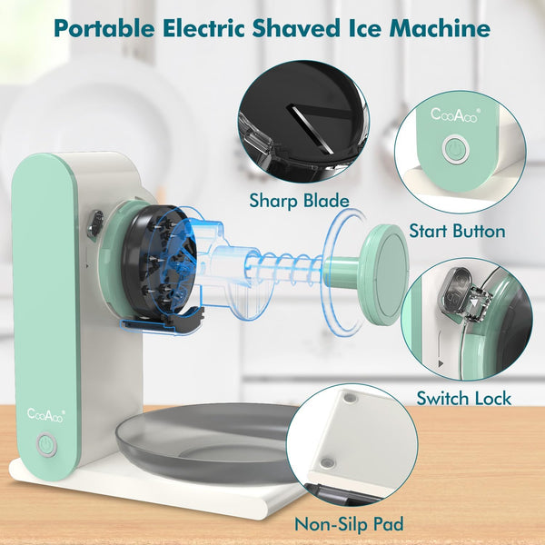 Electric Snow Cone Shaved Ice Machine, USB Rechargeable Ice Crusher w/ 2 Silicone Ice Molds, Portable Snow Cone Shaved Ice Maker for Frozen Yogurt Syrups Drink Slushies Machines for Home Outdoor Party