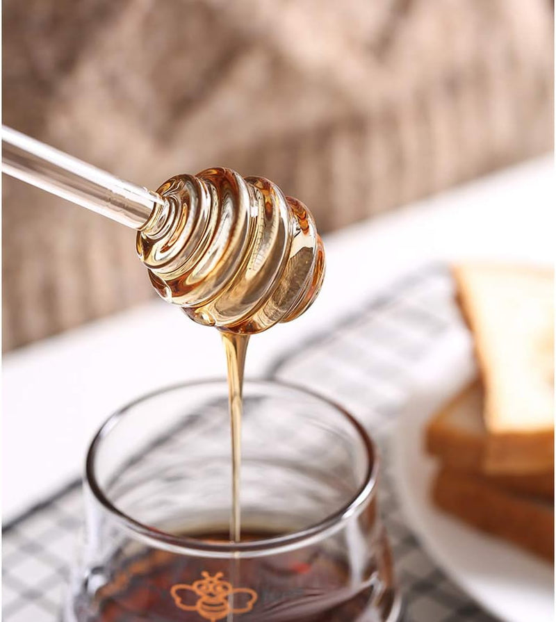 1pc 6inch Reusable Glass Honeycomb Stick Honey Dippers Sticks Honey Stirrer Wand Honey Jar Dispense Drizzle Spoon for Maple Syrup, Molasses,Melted Chocolate Wedding Party Favors