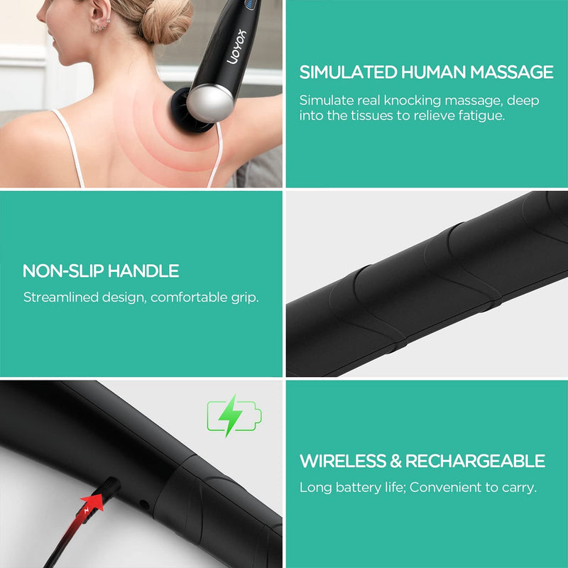VOYOR Electric Handheld Massager Cordless with Rechargeable Design Deep Tissue Percussion Massage for Back, Neck, Leg, Body Muscle Pain Relief (US)