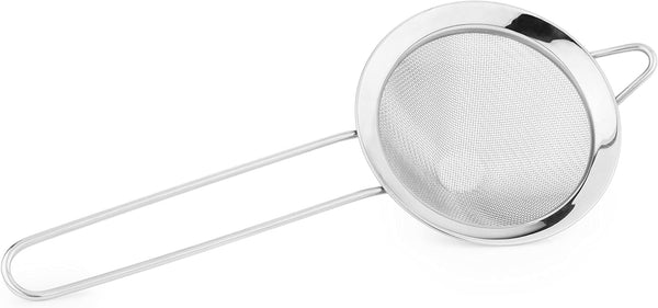 Viski Cone Strainer - Fine Mesh Strainer Stainless Steel Bar Tool - Small Cocktail Strainer for Drinks with Handle - 9.24in Set of 1, Metallic