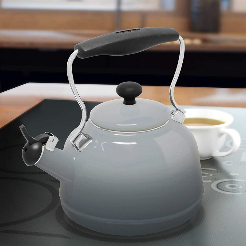 Chantal Tea Kettle, Vintage Series, Enamel on Steel, Whistling (Fade Grey)