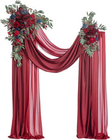 Basic Arch Flowers with Drapes Kit (Pack of 4) - 2Pcs Artificial Flower Arrangement with 2Pcs Drapes for Wedding Ceremony Arbor and Reception Backdrop Decoration