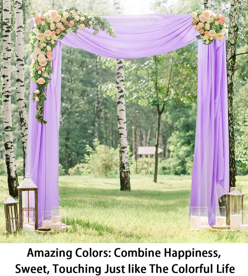 Lavender Chiffon Wedding Arch Drapes - 2 Panels 24x20ft - Sheer Backdrop for Ceremony Arbor Decoration