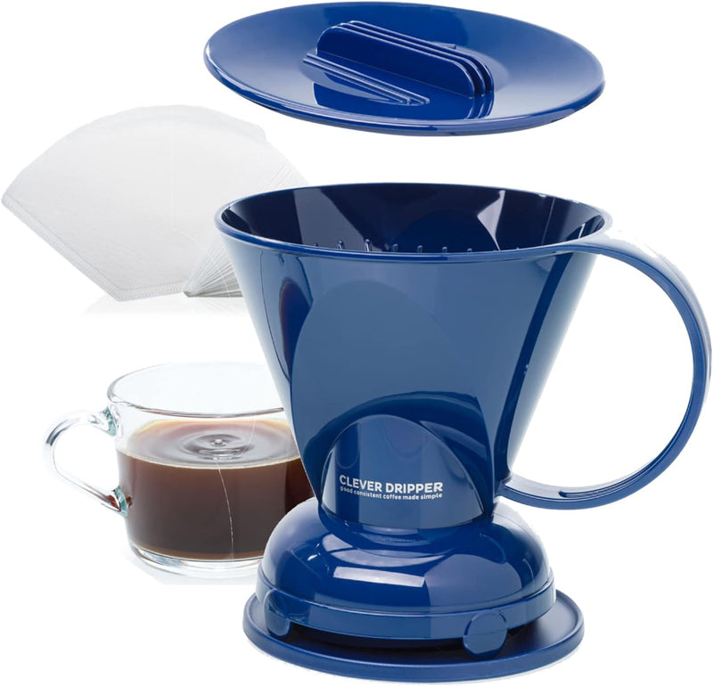 Clever Coffee Dripper and Filters, Large 18 oz (Royal Blue)| Barista's Choice| Safe BPA Free Plastic|Includes 100 Filters